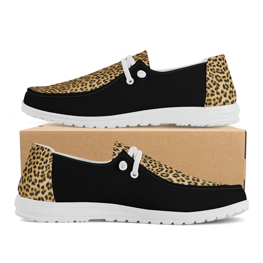 Womens Leopard Canvas Loafers