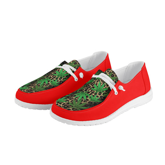 Womens Leopard Mary Jane Canvas Loafers